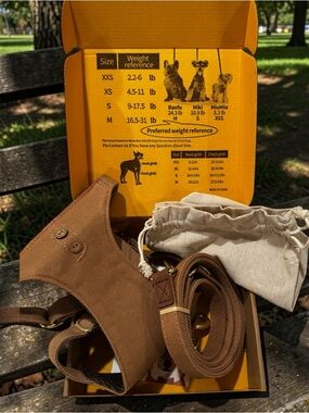 Puppytie Dog Harness & Leash Set | Neutral Brown Adjustable New in Box  Medium